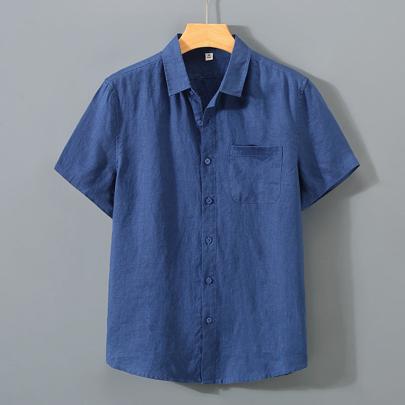 Pure Linen Short Sleeve Shirt - Monaco