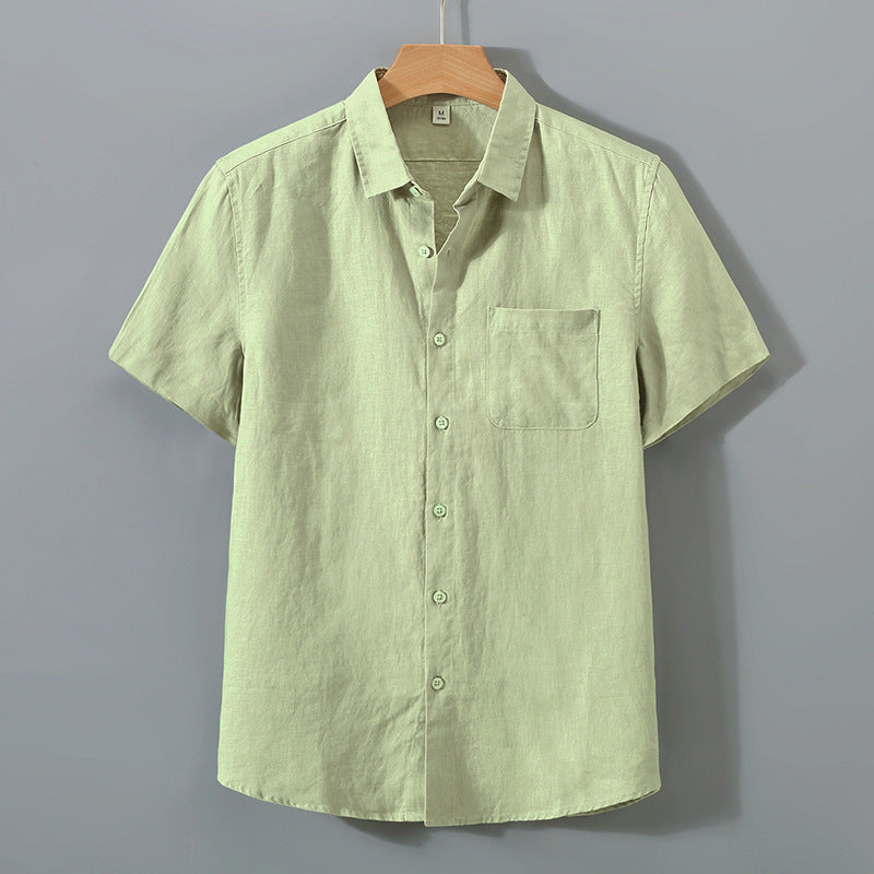 Pure Linen Short Sleeve Shirt - Monaco